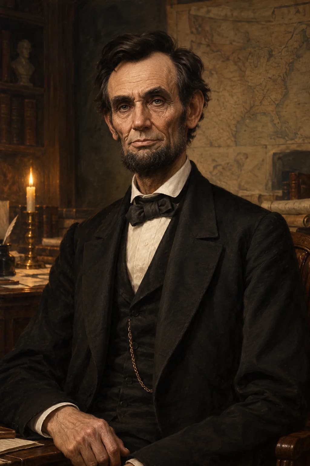 AI-generated portrait of Abraham Lincoln in formal presidential attire