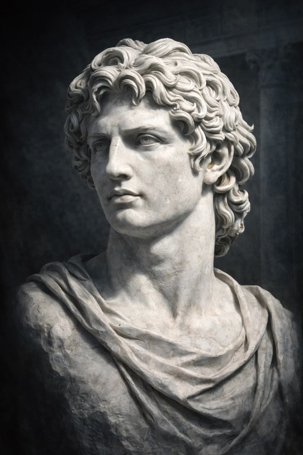 AI-generated portrait of Alexander the Great in ancient military armour