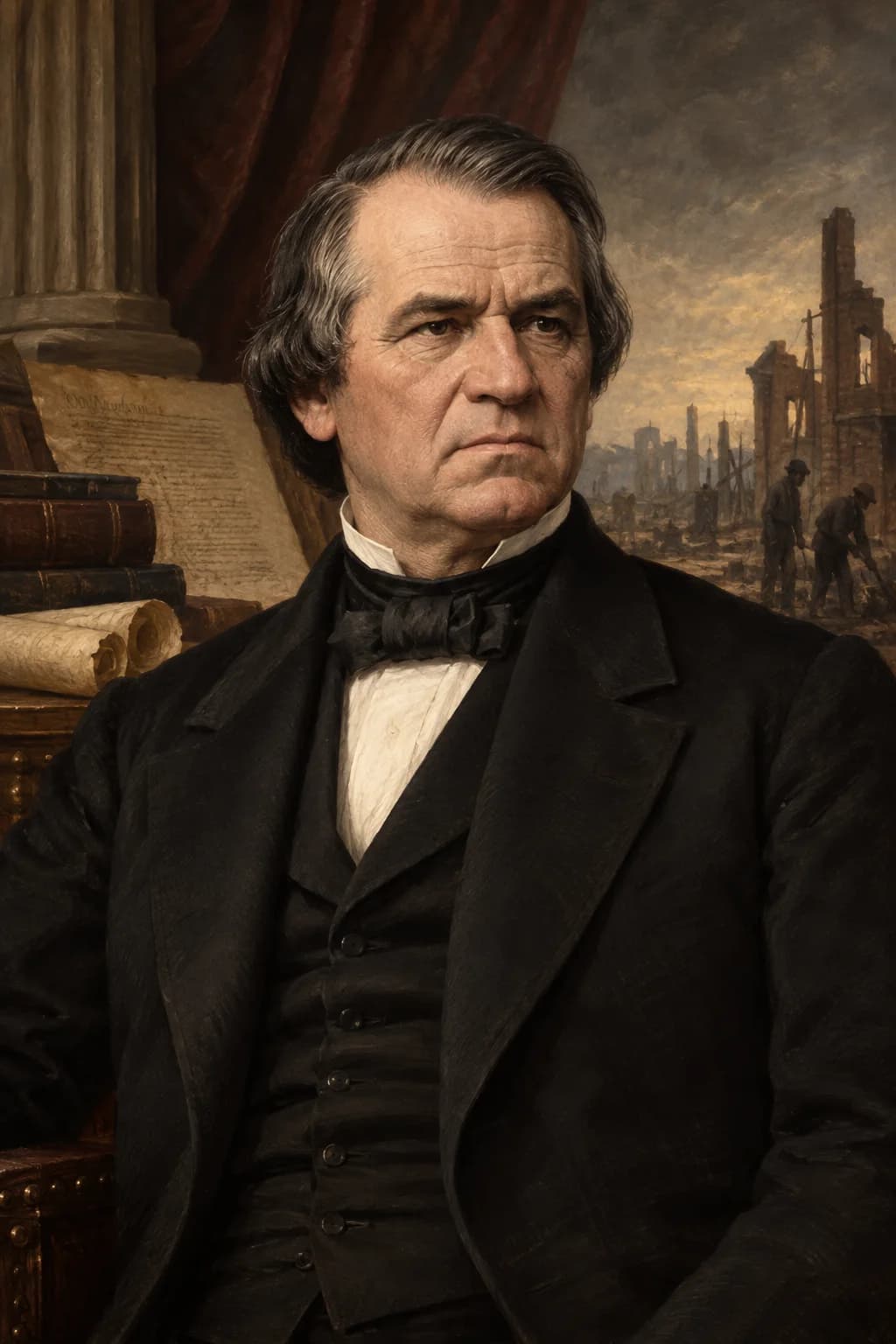 AI-generated portrait of Andrew Johnson in formal presidential attire