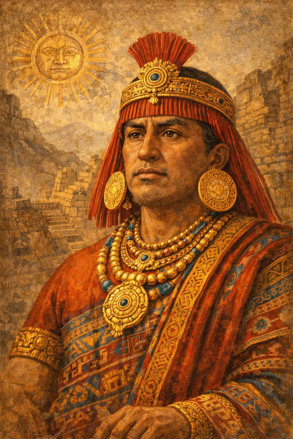 AI-generated portrait of Atahualpa in Inca royal attire
