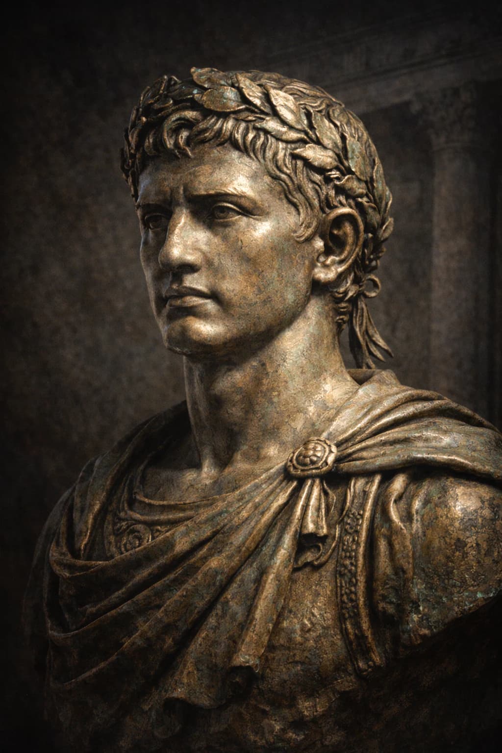 AI-generated portrait of Augustus in Roman imperial attire