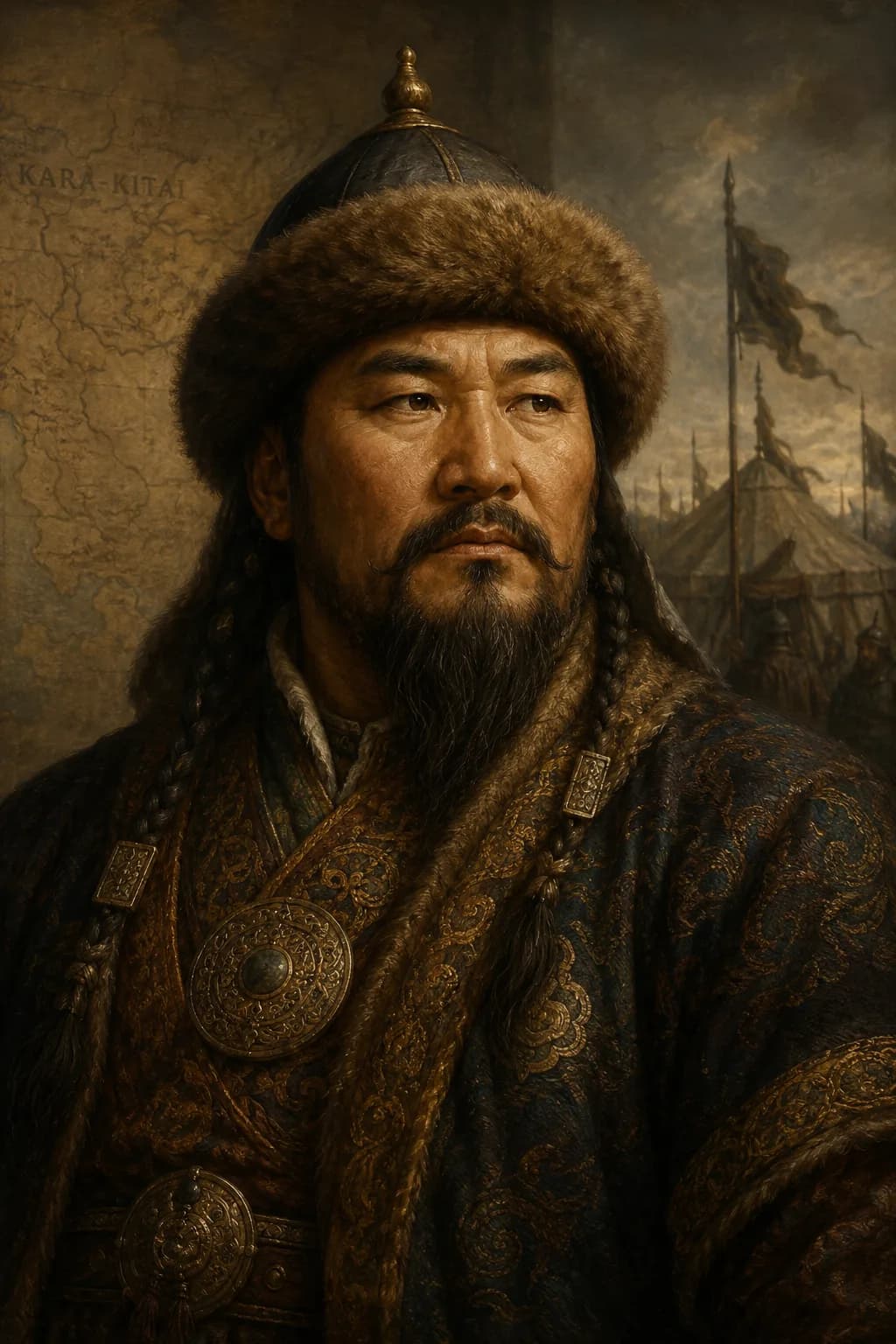 Portrait of Batu Khan in Mongol steppe attire