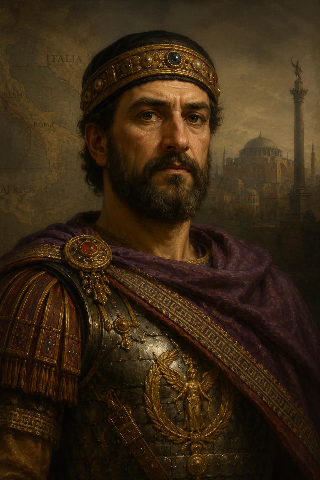 AI-generated portrait of Belisarius, Eastern Roman general