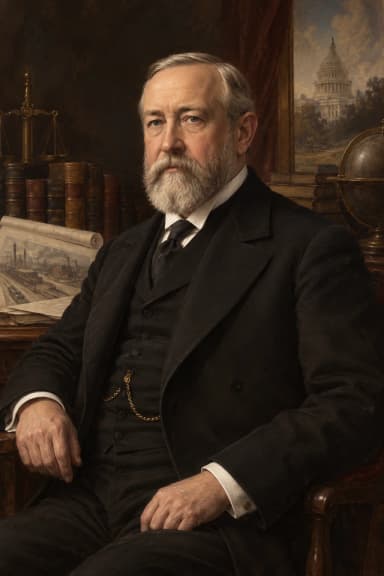 AI-generated portrait of Benjamin Harrison in formal presidential attire