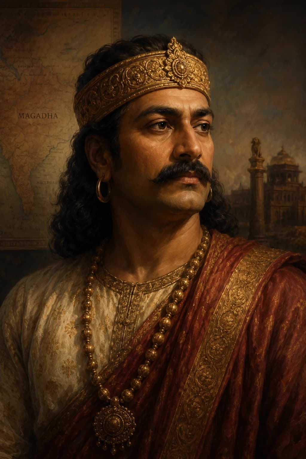 Portrait of Bindusara in Mauryan imperial attire