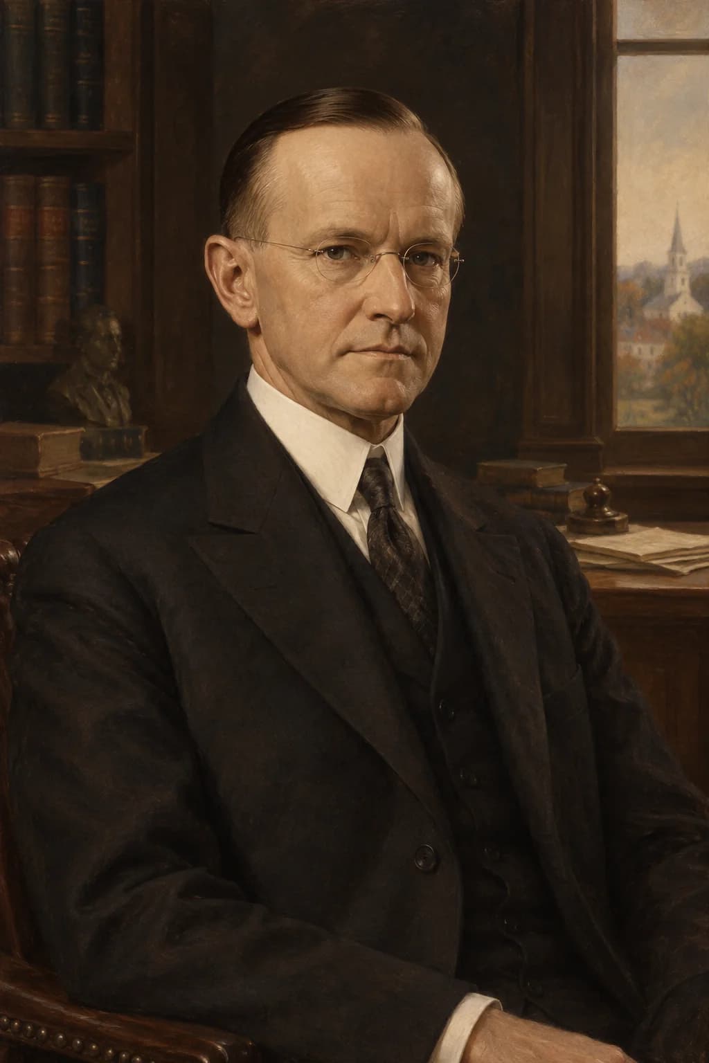 AI-generated portrait of Calvin Coolidge in presidential attire