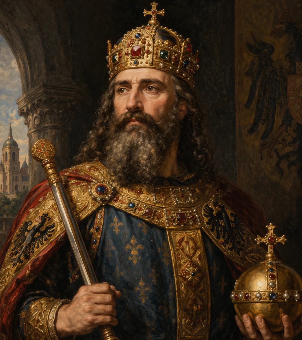 Portrait of Charlemagne in imperial coronation robes