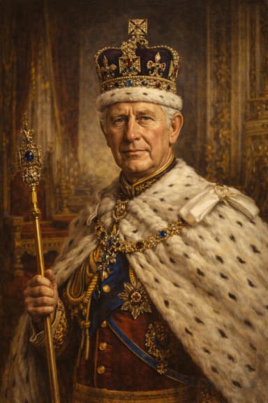 Portrait of King Charles III in formal royal attire