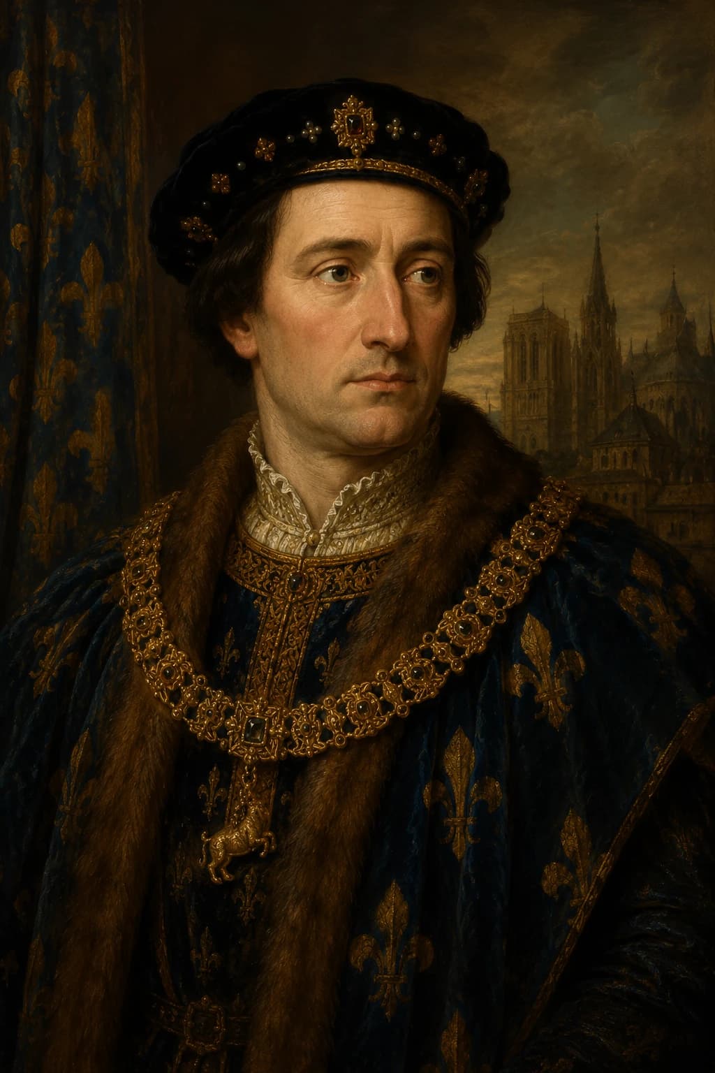 AI-generated portrait of Charles V of France in royal robes