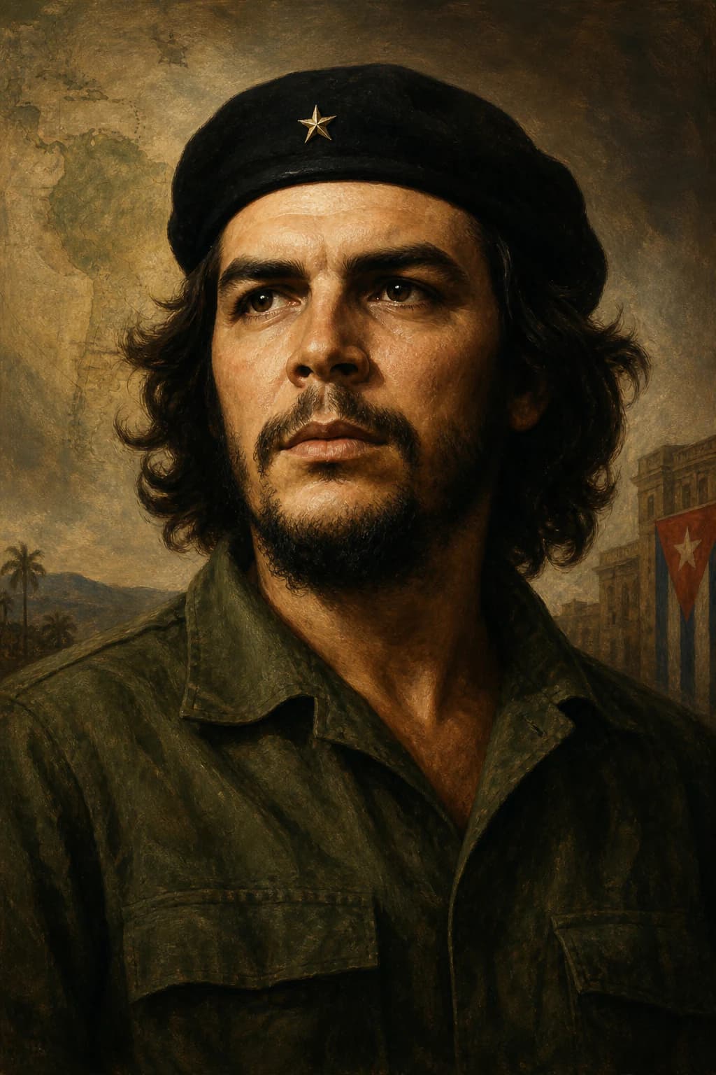Portrait of Che Guevara in revolutionary attire