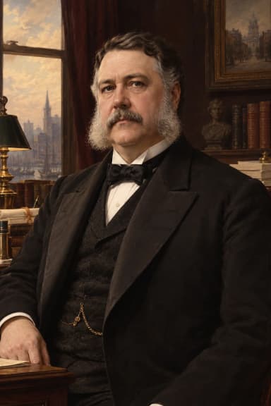 AI-generated portrait of Chester A. Arthur in formal presidential attire