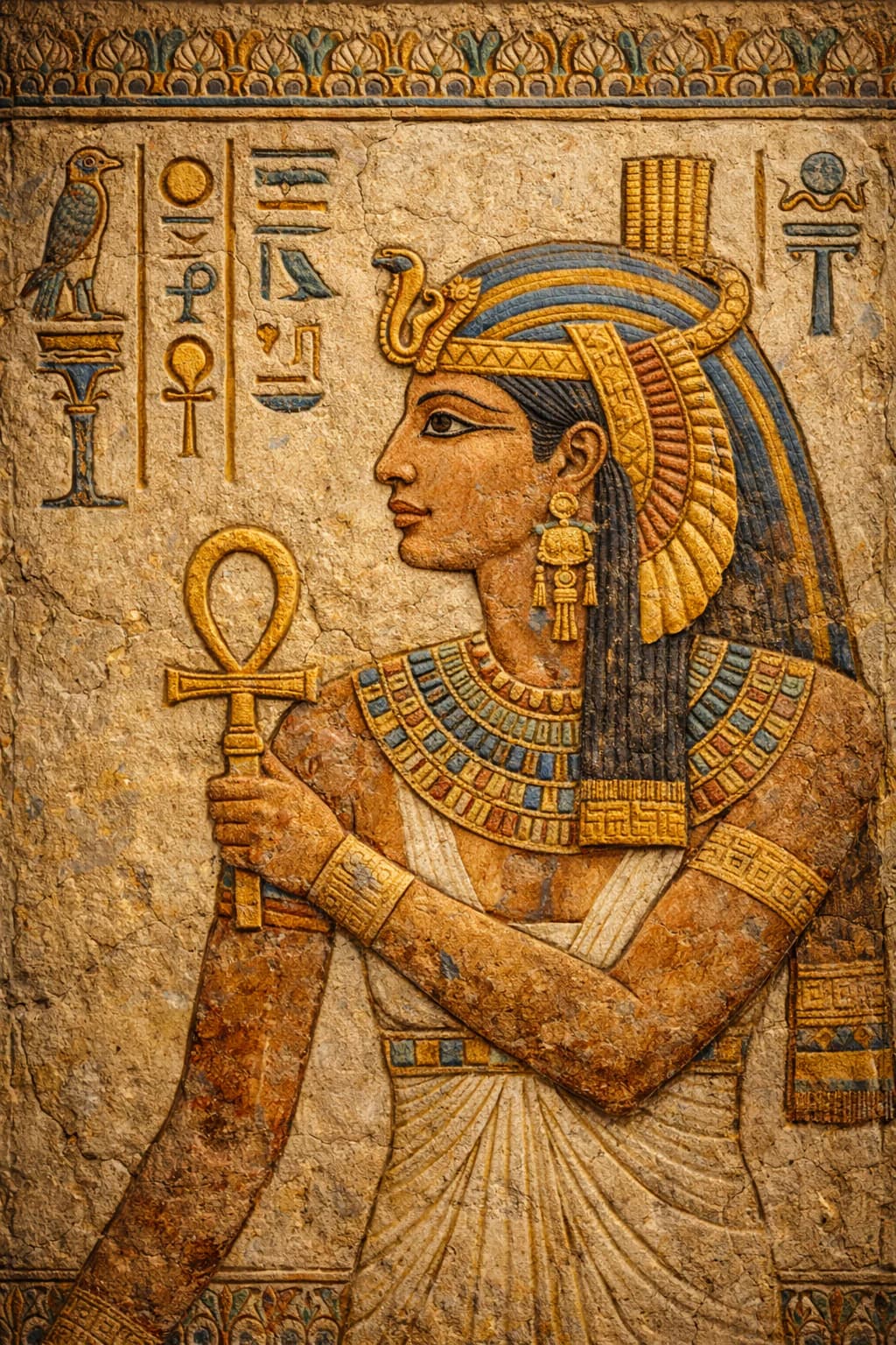 Cleopatra VII artwork behind the figure page preview