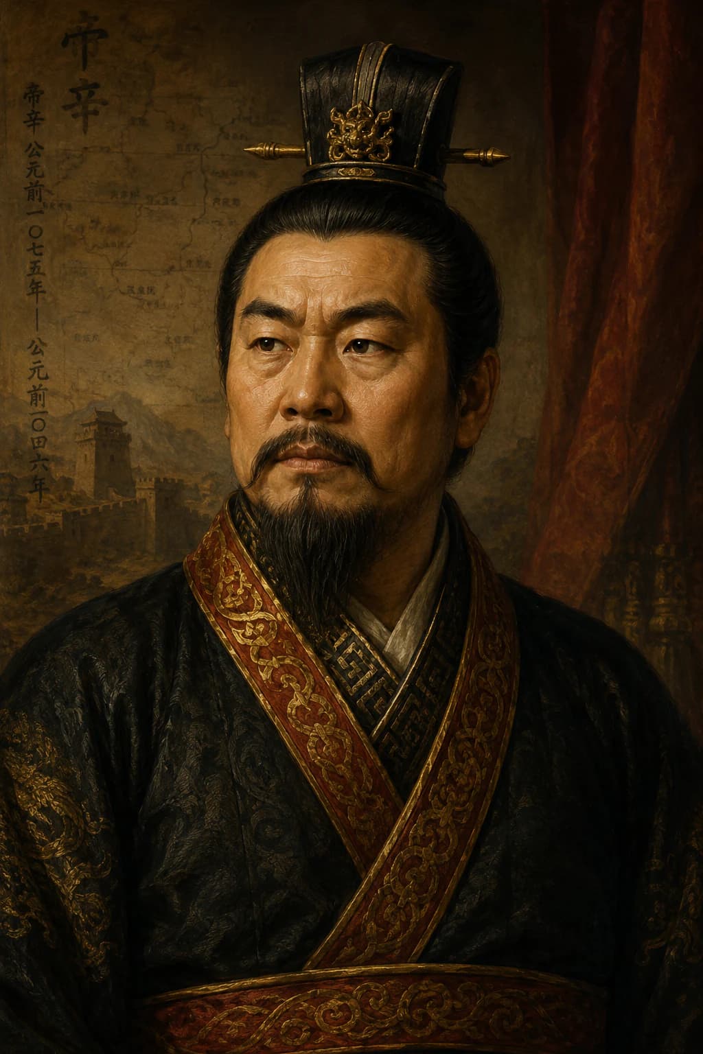 AI-generated portrait of Di Xin, last king of the Shang dynasty