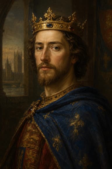AI-generated portrait of Edward II in medieval royal attire