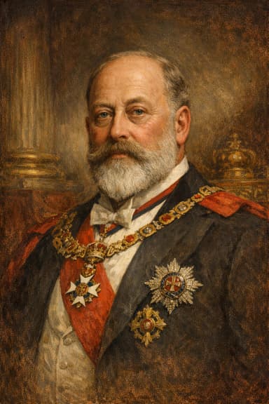 AI-generated portrait of Edward VII in Edwardian royal attire