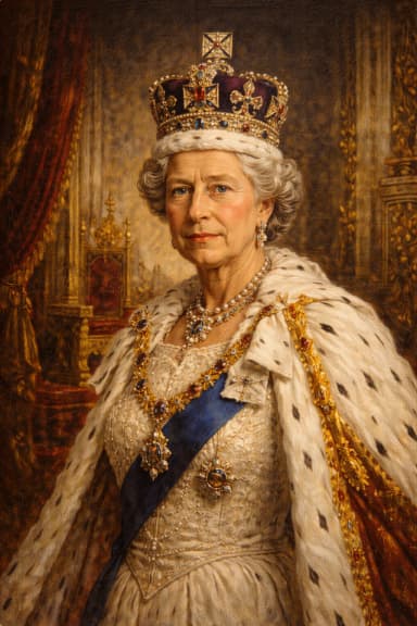 Portrait of Queen Elizabeth II in formal royal attire