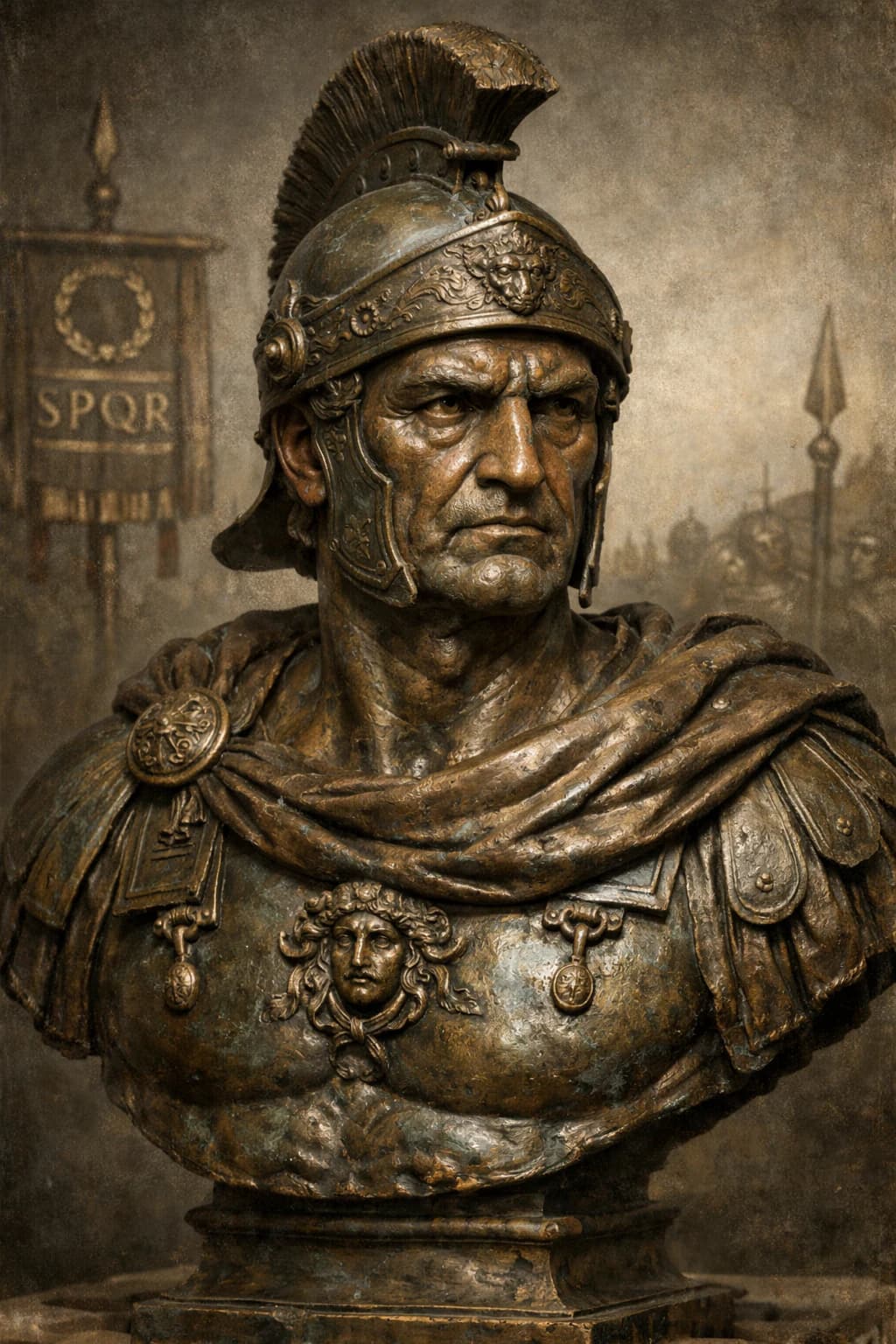 AI-generated portrait of Fabius Maximus in Roman senatorial attire