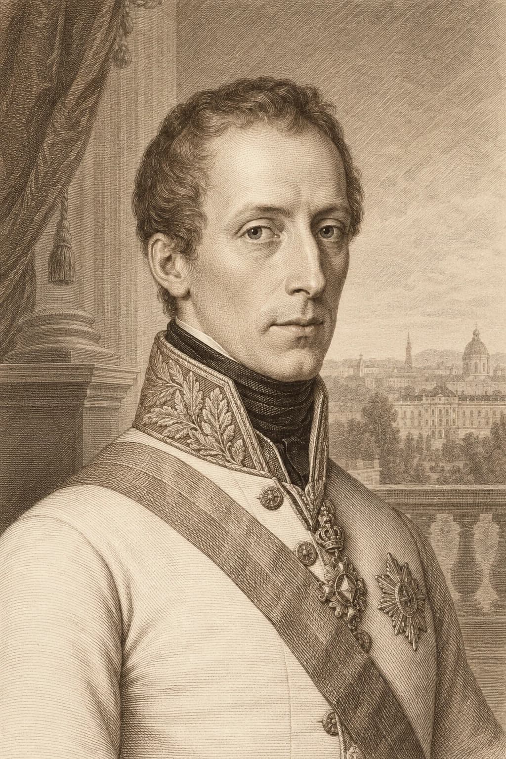 AI-generated portrait of Francis II, Holy Roman Emperor in period clothing; an illustrative historical reconstruction, not a documentary likeness
