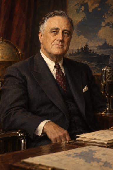 AI-generated portrait of Franklin D. Roosevelt in formal presidential attire