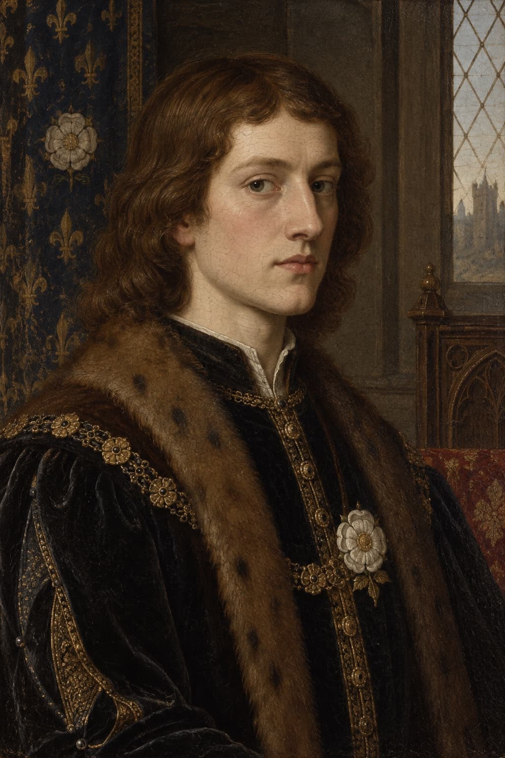 AI-generated late-medieval panel portrait of George, Duke of Clarence