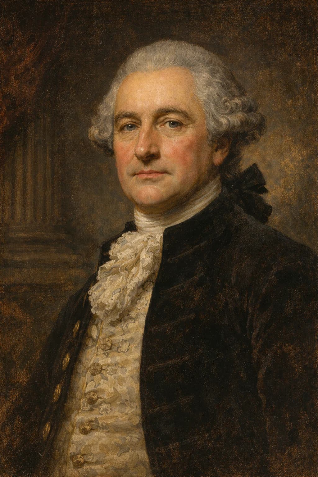 AI-generated portrait of George Grenville in formal Georgian attire