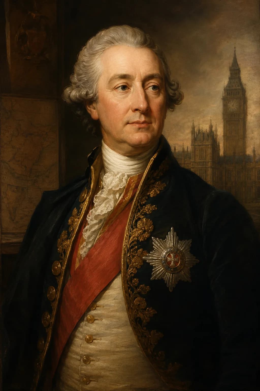 AI-generated portrait of Lord Macartney in formal diplomatic dress