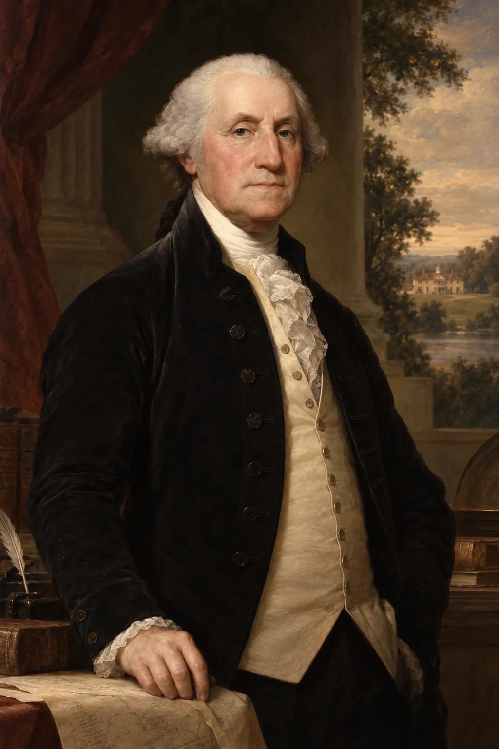 AI-generated portrait of George Washington in formal revolutionary attire