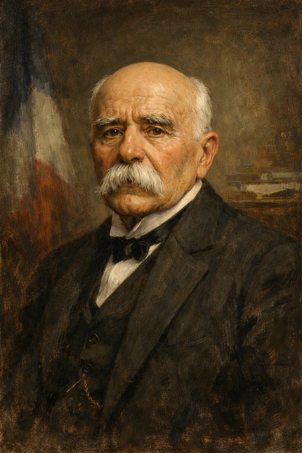 AI-generated portrait of Georges Clemenceau in formal attire
