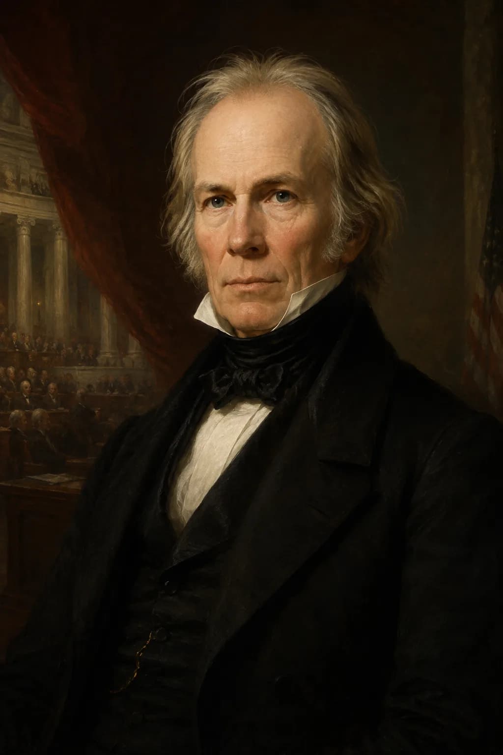 AI-generated portrait of Henry Clay in formal nineteenth-century attire