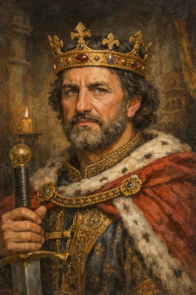 AI-generated portrait of Henry I in medieval royal attire