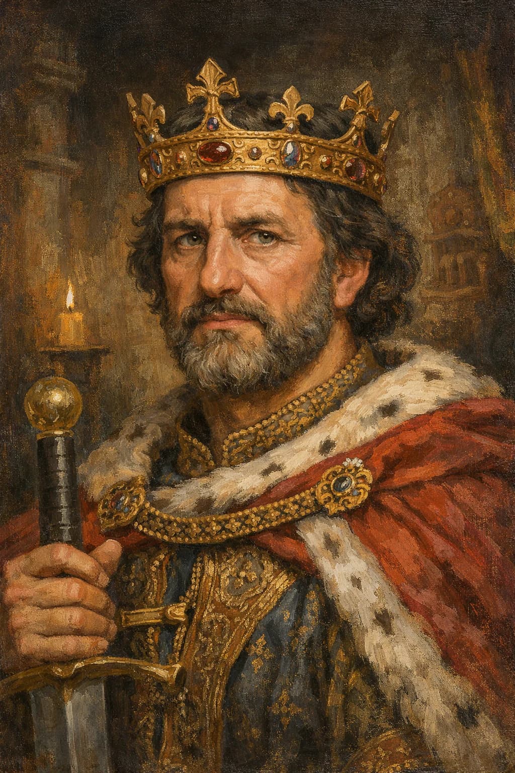 AI-generated portrait of Henry I in medieval royal attire