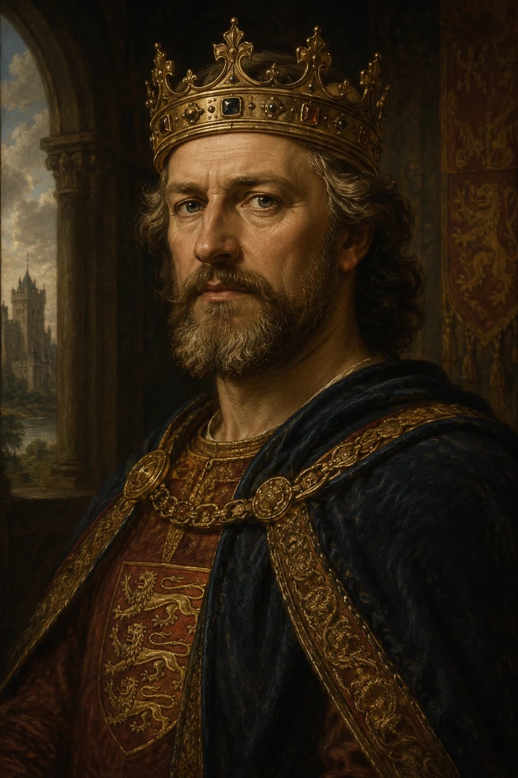 AI-generated portrait of Henry II in medieval royal attire
