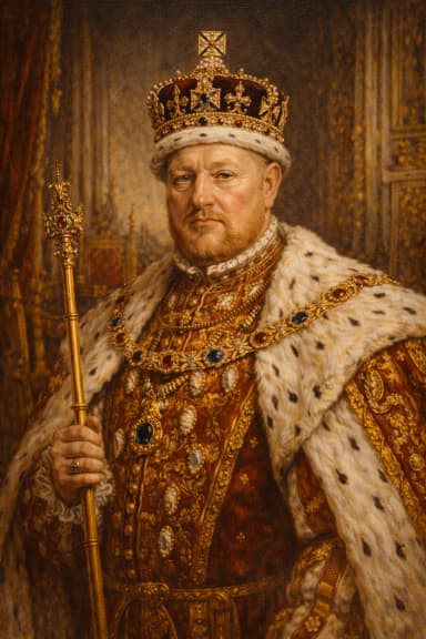 AI-generated portrait of Henry VIII in Tudor royal attire