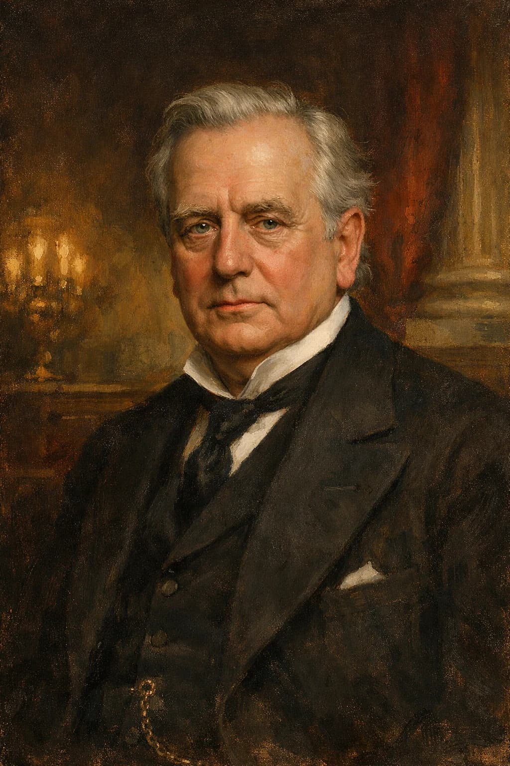 AI-generated portrait of H. H. Asquith in formal Edwardian attire