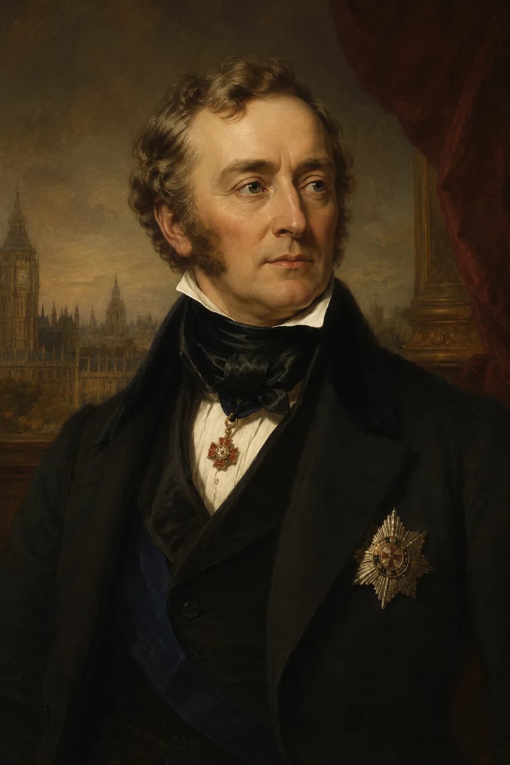 AI-generated portrait of James Bruce, 8th Earl of Elgin, in formal Victorian dress
