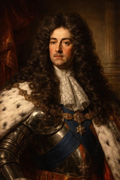 AI-generated portrait of James II in Stuart royal attire