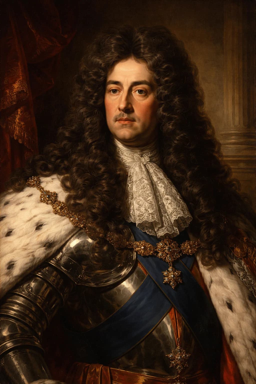 AI-generated portrait of James II in Stuart royal attire