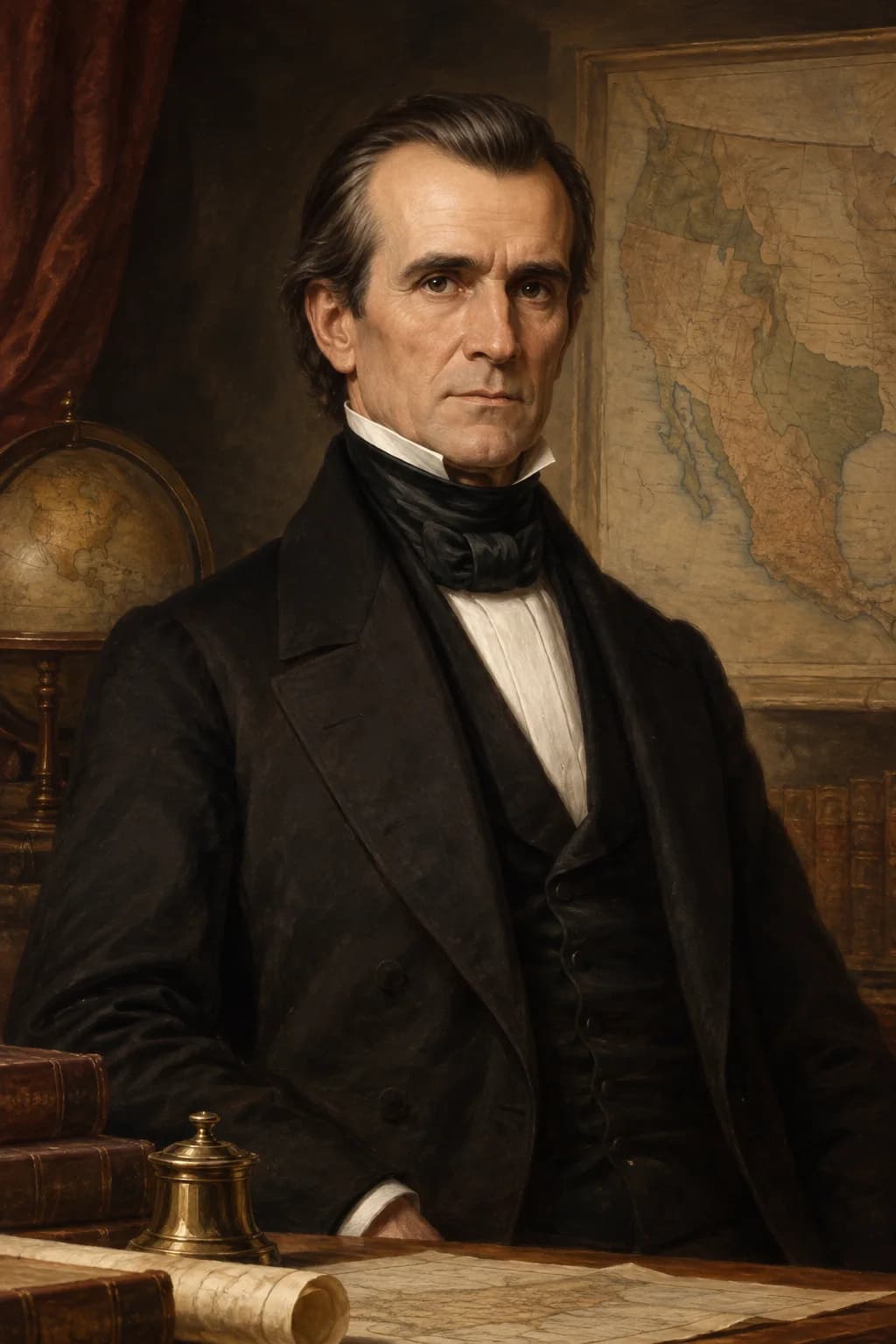 AI-generated portrait of James K. Polk in formal presidential attire