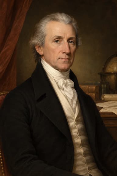 AI-generated portrait of James Monroe in formal presidential attire
