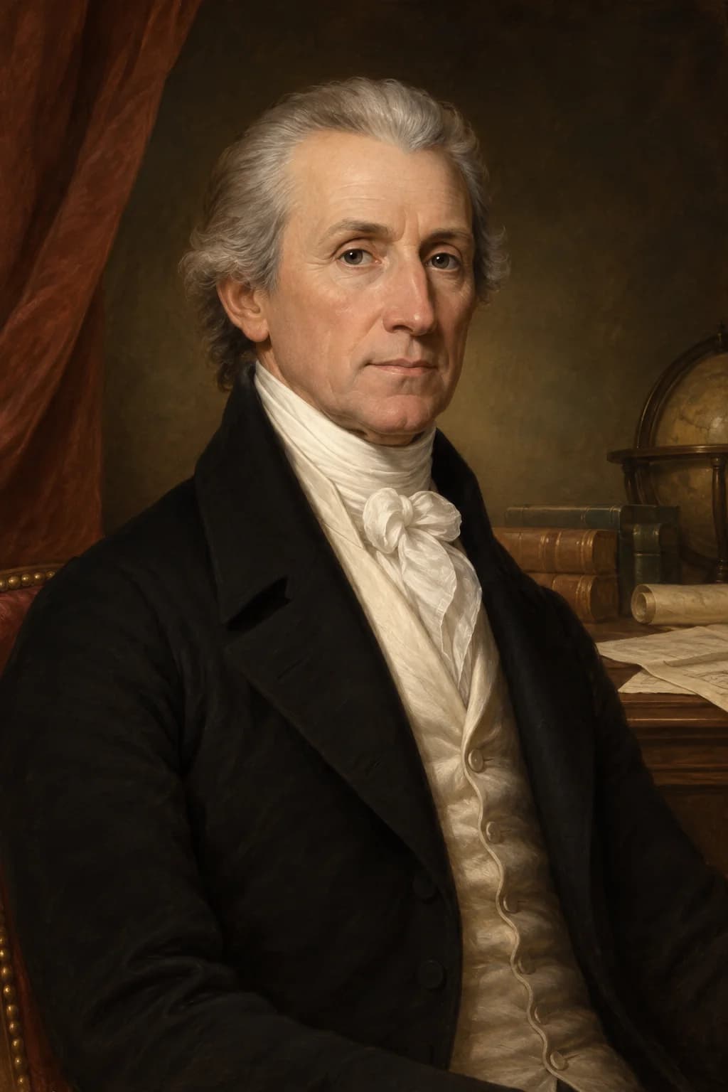AI-generated portrait of James Monroe in formal presidential attire