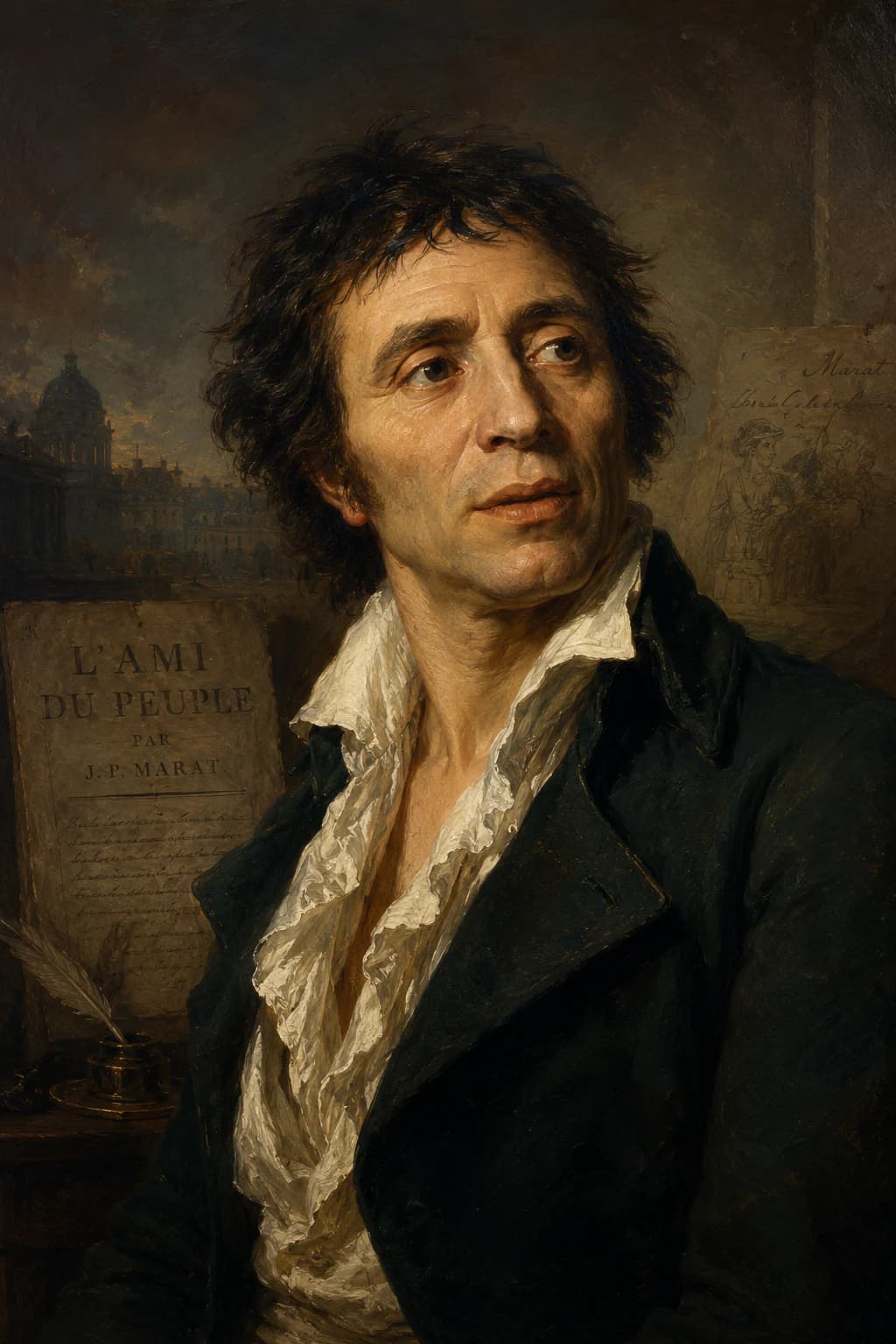 AI-generated portrait of Jean-Paul Marat, French revolutionary journalist