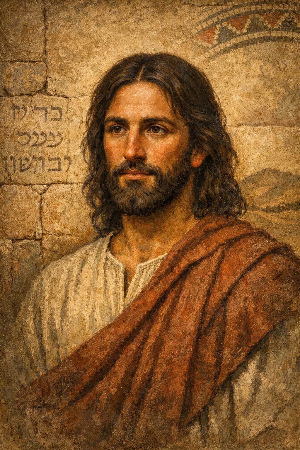 AI-generated portrait of Jesus of Nazareth in traditional first-century attire