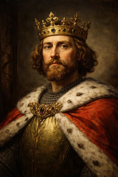 AI-generated portrait of King John in medieval royal attire