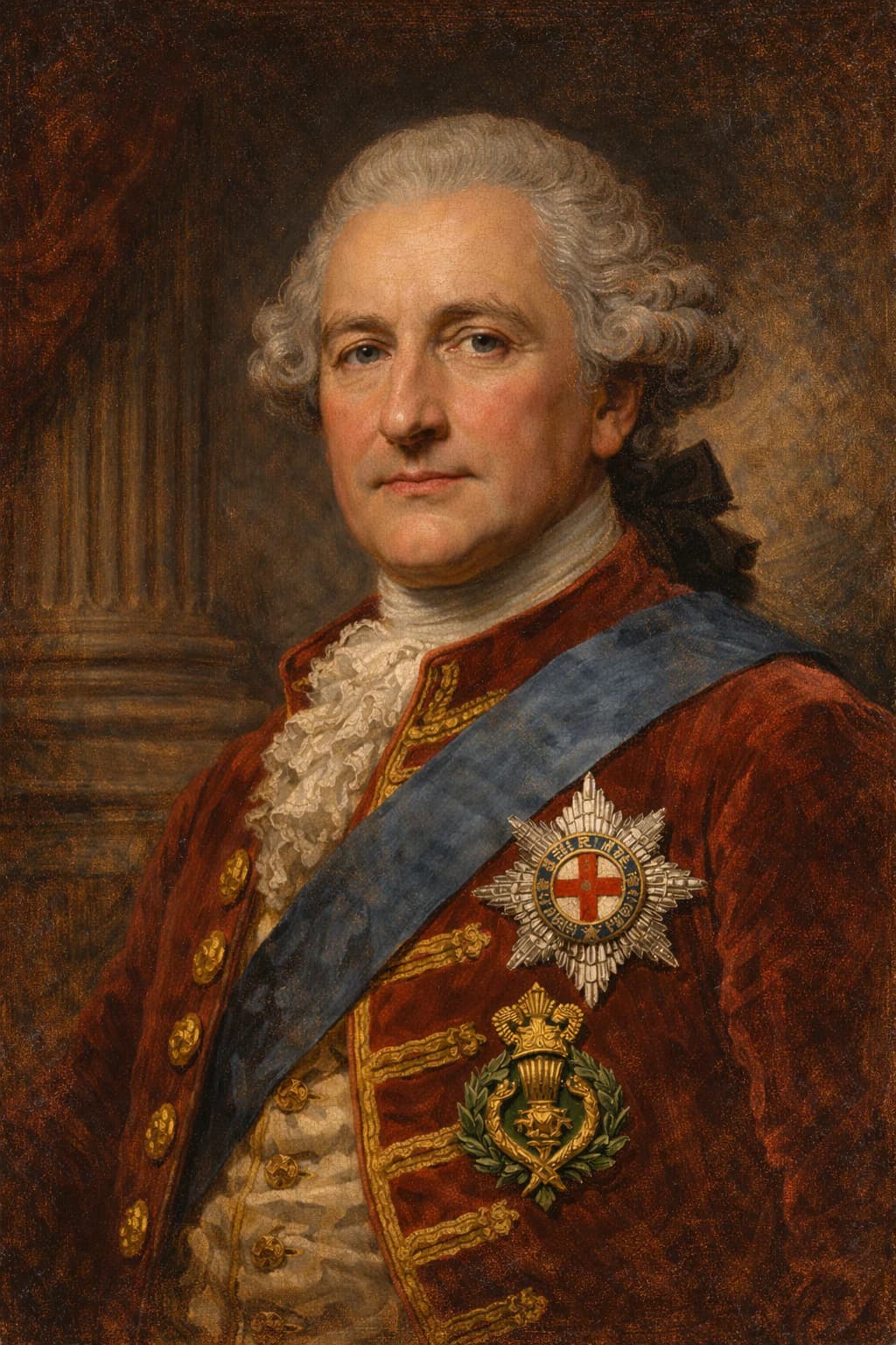 AI-generated portrait of Lord Bute in formal Georgian attire