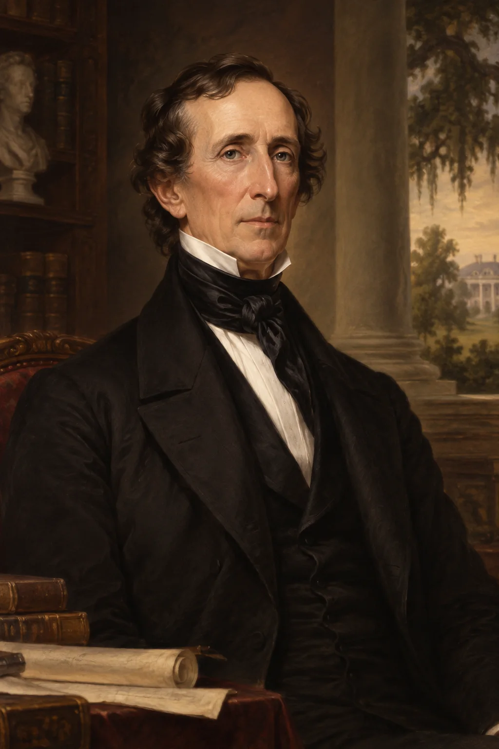 AI-generated portrait of John Tyler in formal presidential attire