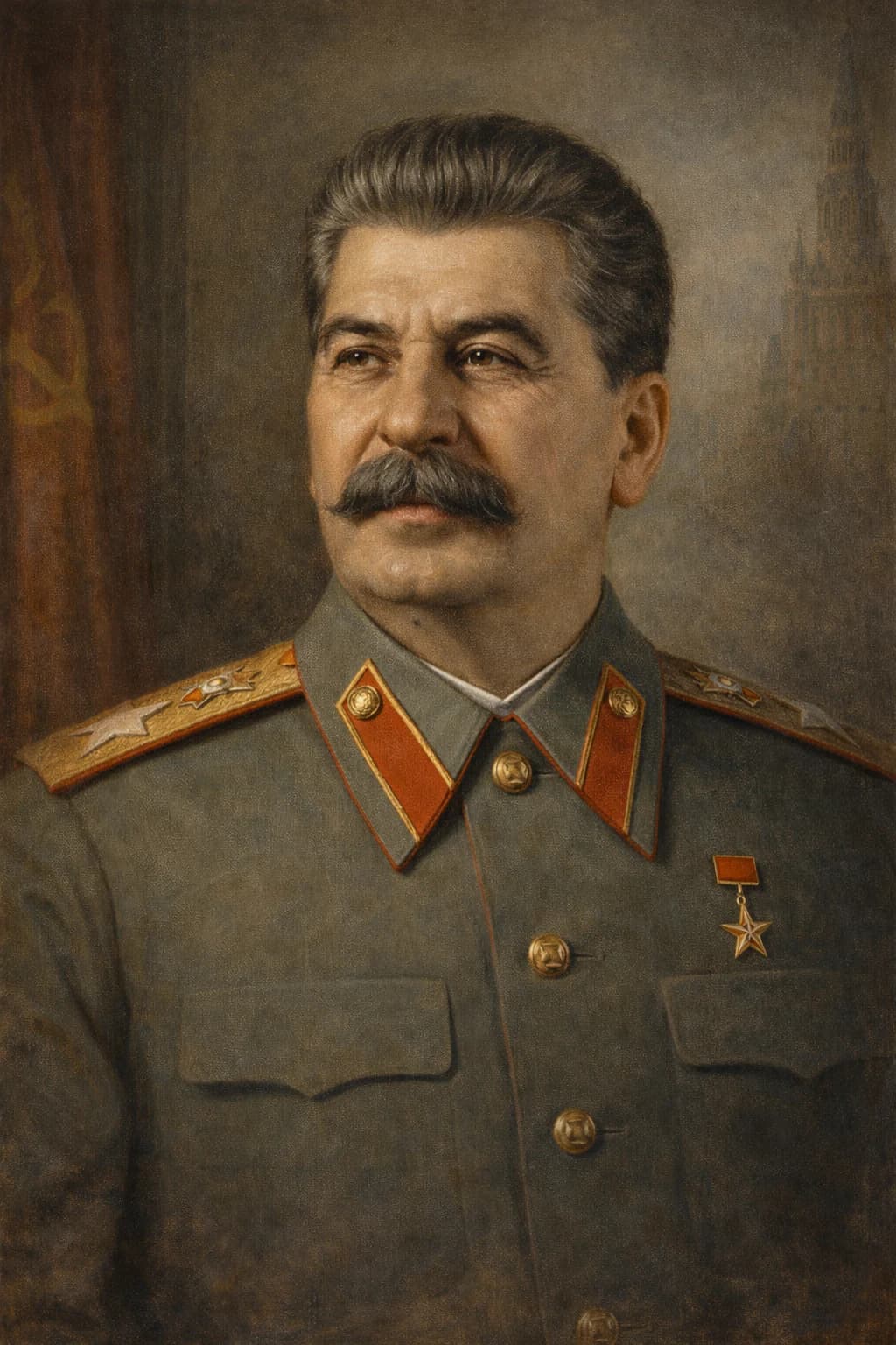 Portrait of Joseph Stalin in Soviet military uniform