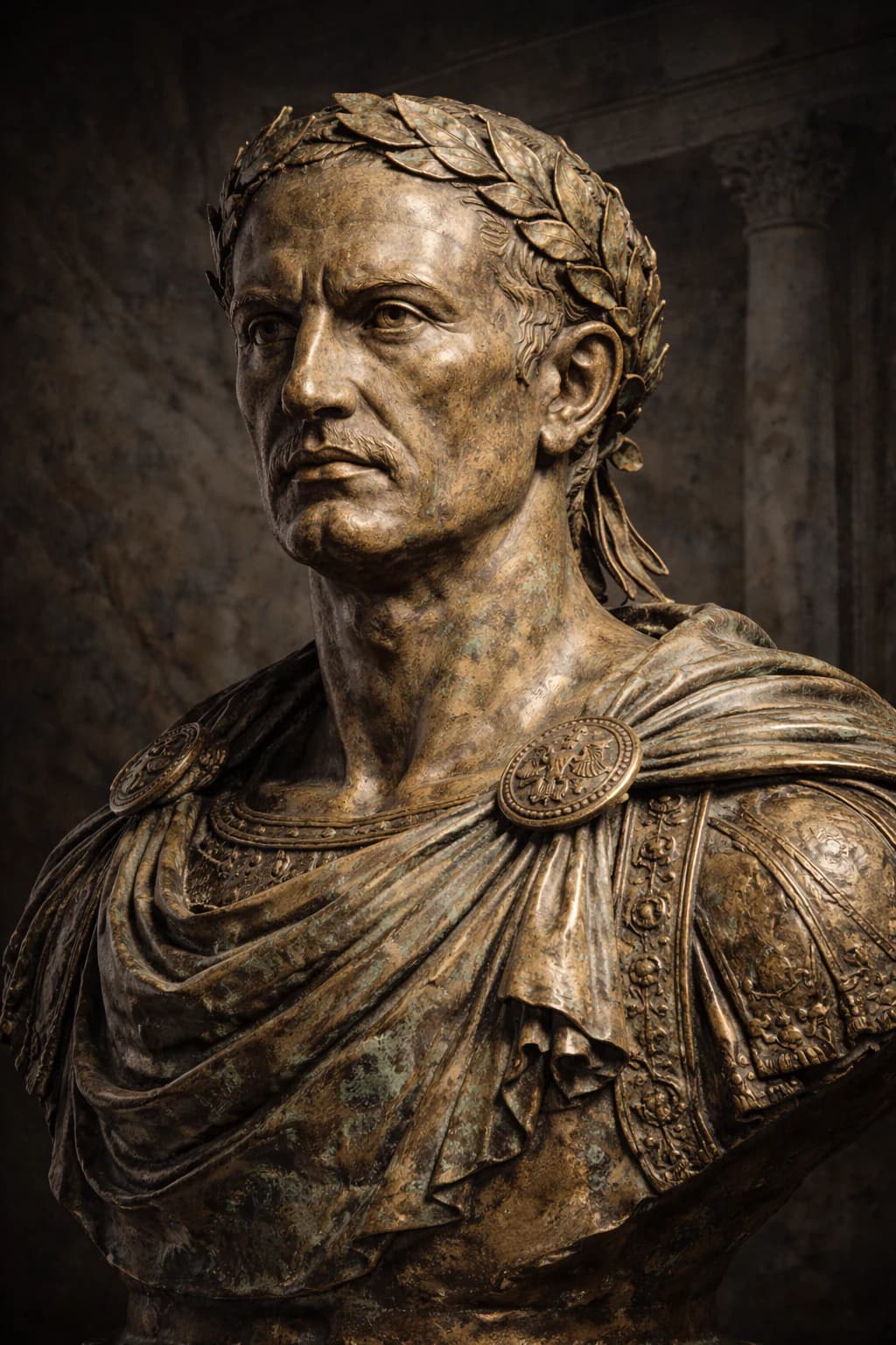 Portrait of Julius Caesar in Roman military attire