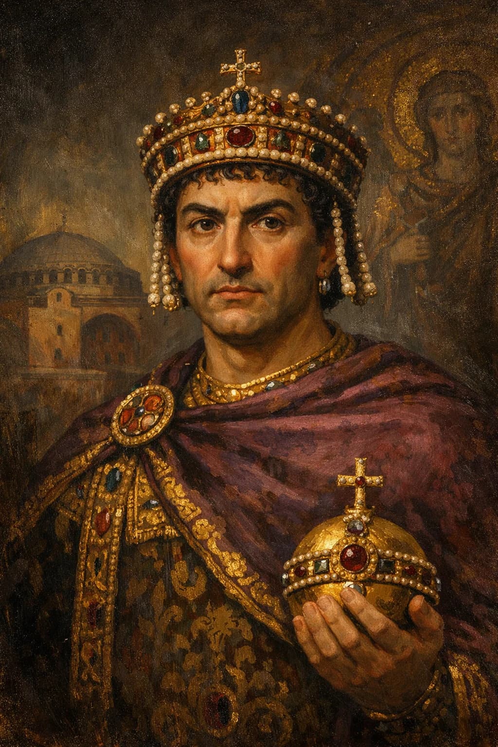 AI-generated portrait of Justinian I, Byzantine Emperor