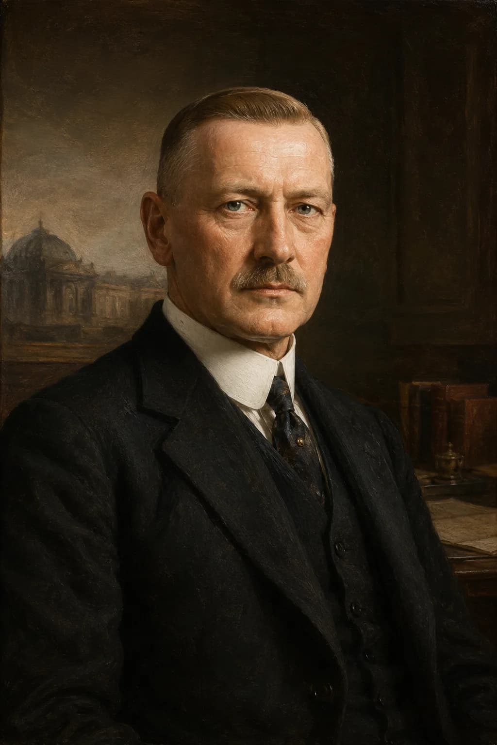 AI-generated portrait of Kurt von Schleicher in formal civilian attire