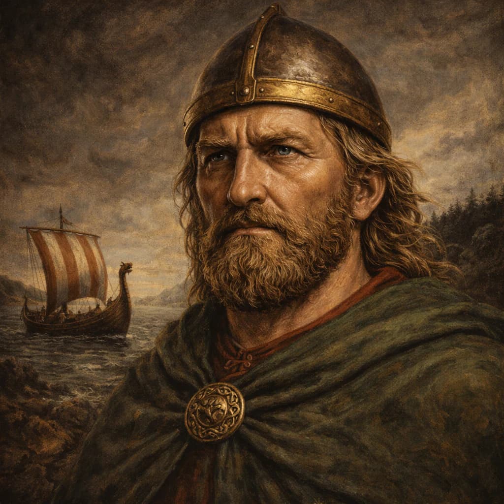 AI-generated portrait of Leif Erikson in Viking explorer attire